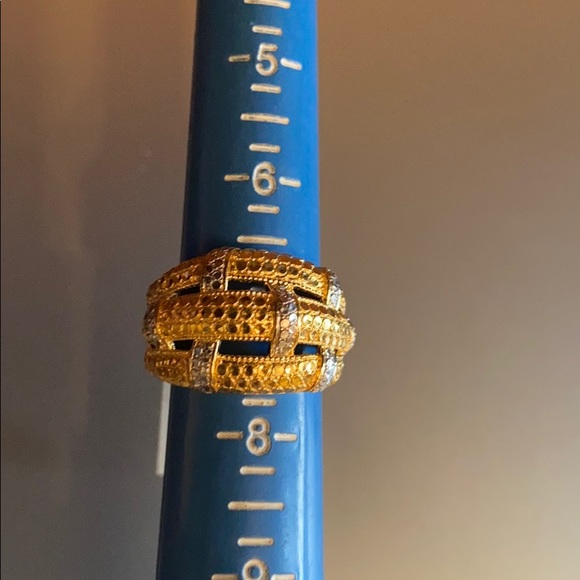 Sterling 925 18k Gold Clad Basket Weave Ring  7 - Picture 11 of 11